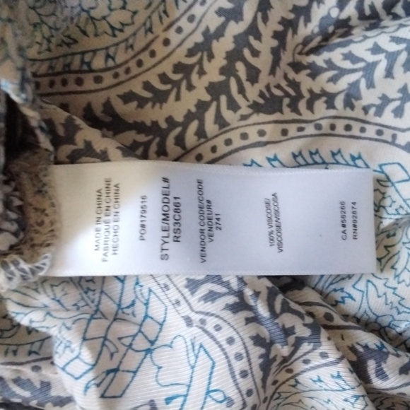 NWT: SPLENDID COLLECTION; WHITE & BLUE PAISLY, WIDE LEG PANT, SZ:XS. - Picture 5 of 8